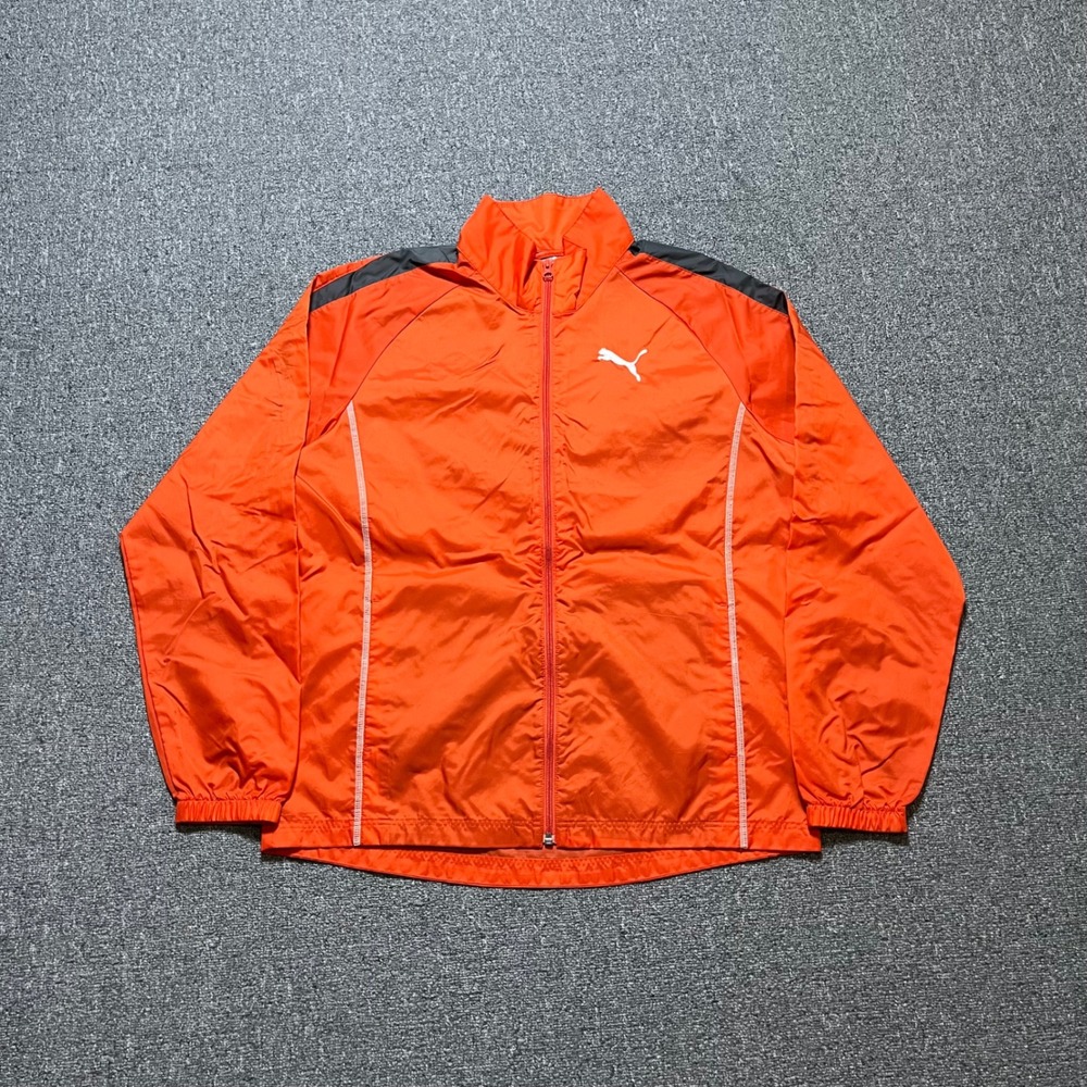 Puma Windbreaker Jacket Large Orange‎ Full Zip Track Top Gorpcore Athletic